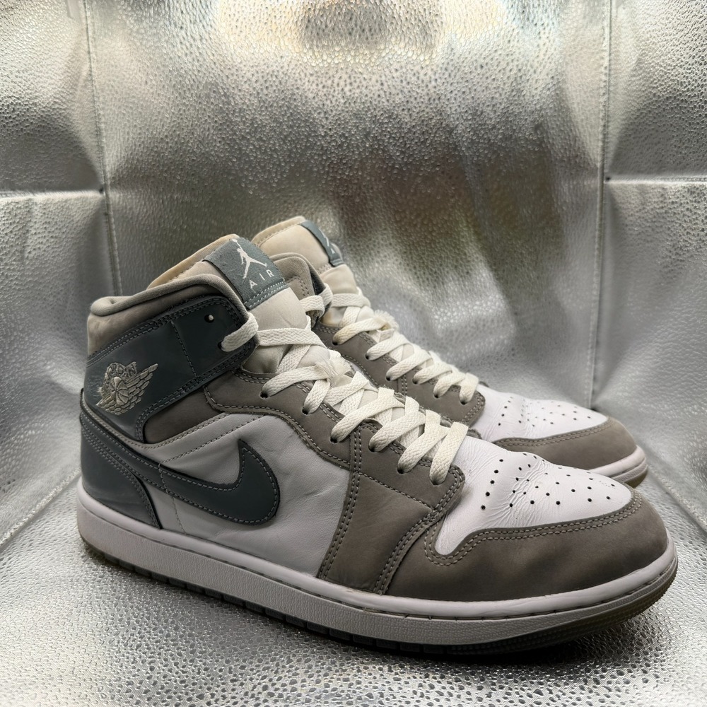 Size 11.5 Air Jordan 1 SE Mid Patent Cool Gray White Mens Sneakers HF3216-100